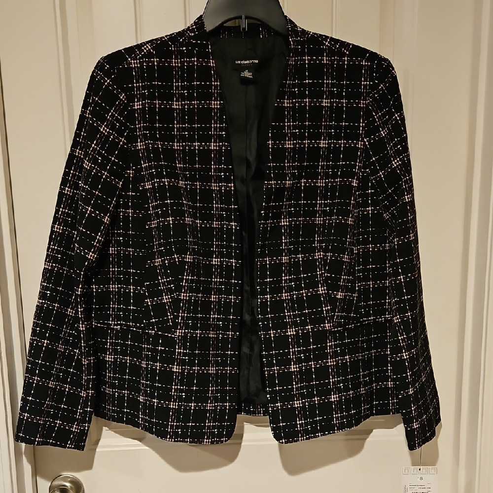 Liz Claiborne Black and Pink Checkered Blazer